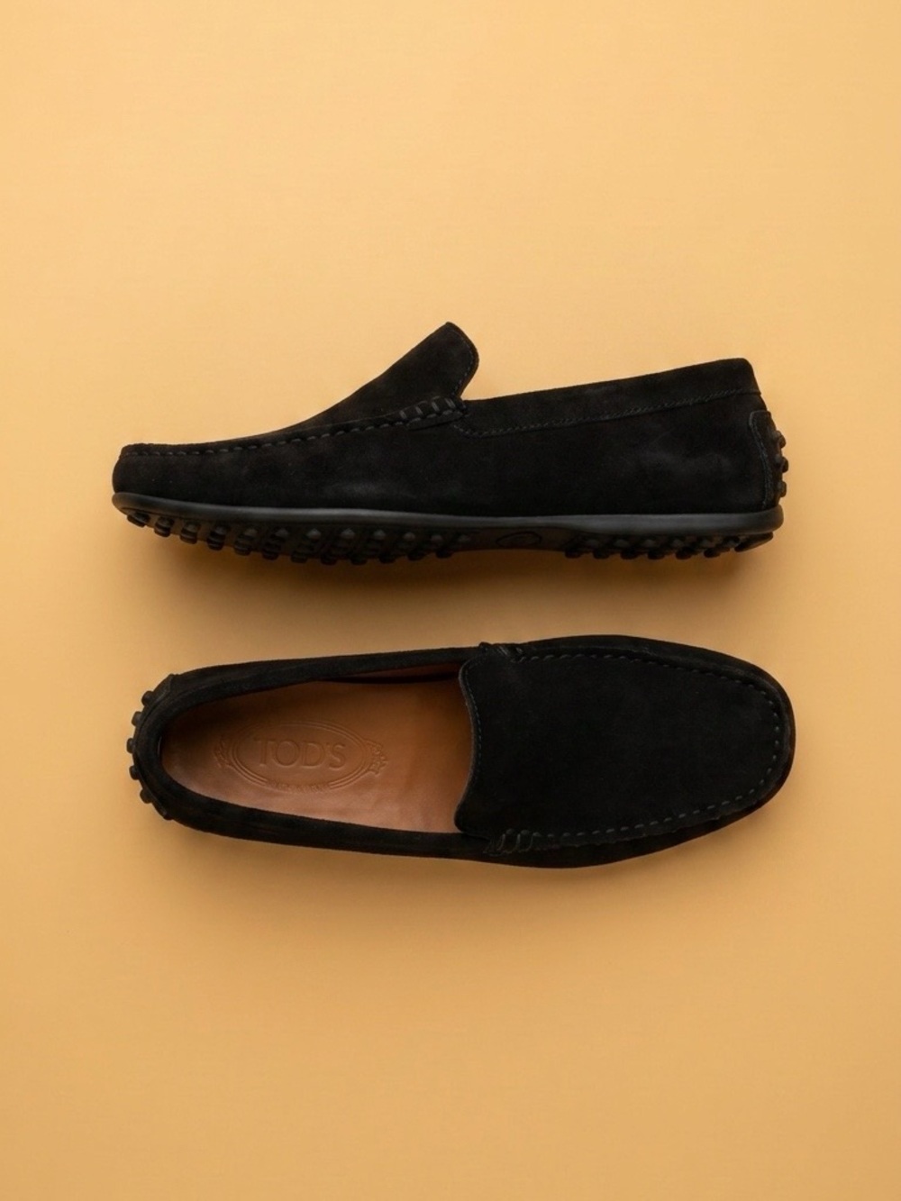 Tod's Black Suede Penny Driving Loafers